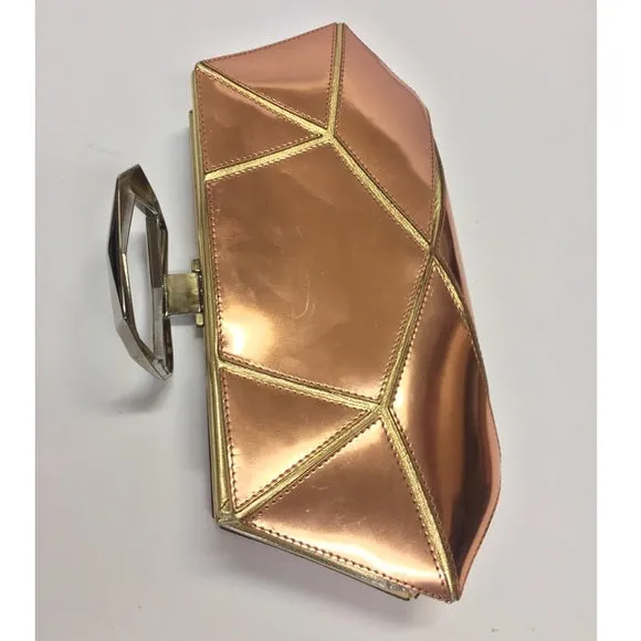 ROGER VIVIER PRISMICK METALLIC LEATHER CLUTCH
