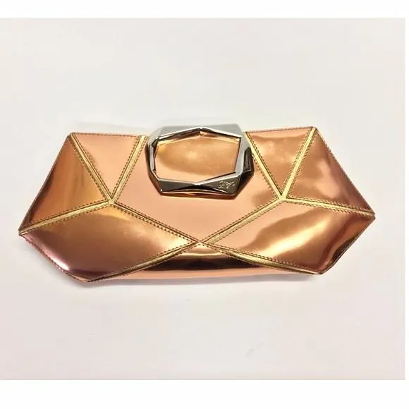 ROGER VIVIER PRISMICK METALLIC LEATHER CLUTCH