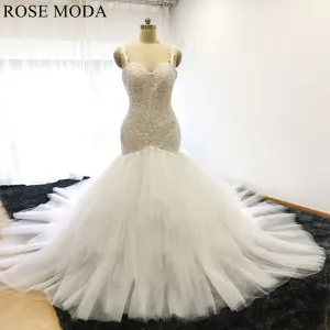 Rosemoda Lace Fit and Flare Mermaid Wedding Dress With Royal Train