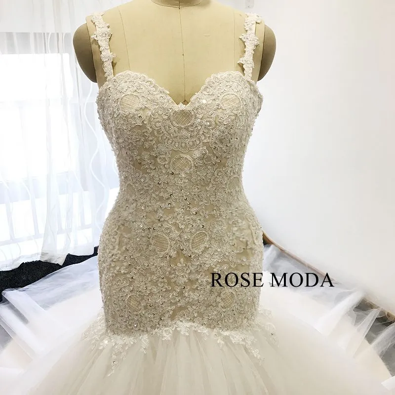 Rosemoda Lace Fit and Flare Mermaid Wedding Dress With Royal Train