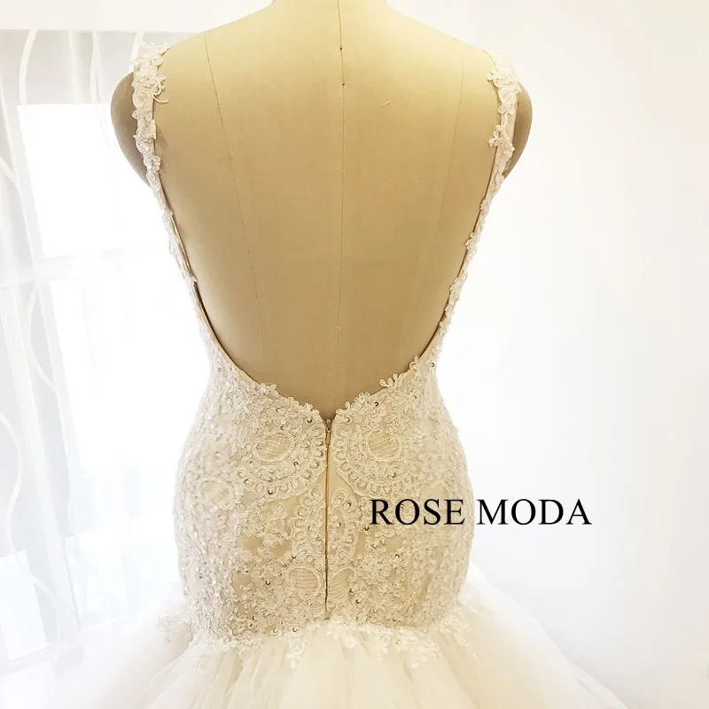 Rosemoda Lace Fit and Flare Mermaid Wedding Dress With Royal Train