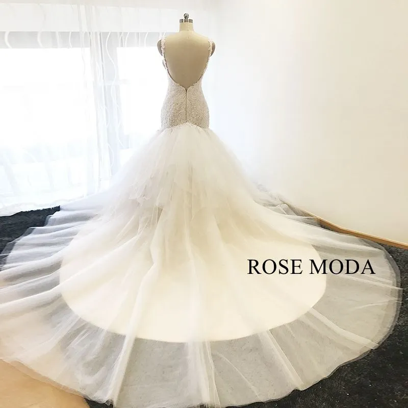 Rosemoda Lace Fit and Flare Mermaid Wedding Dress With Royal Train