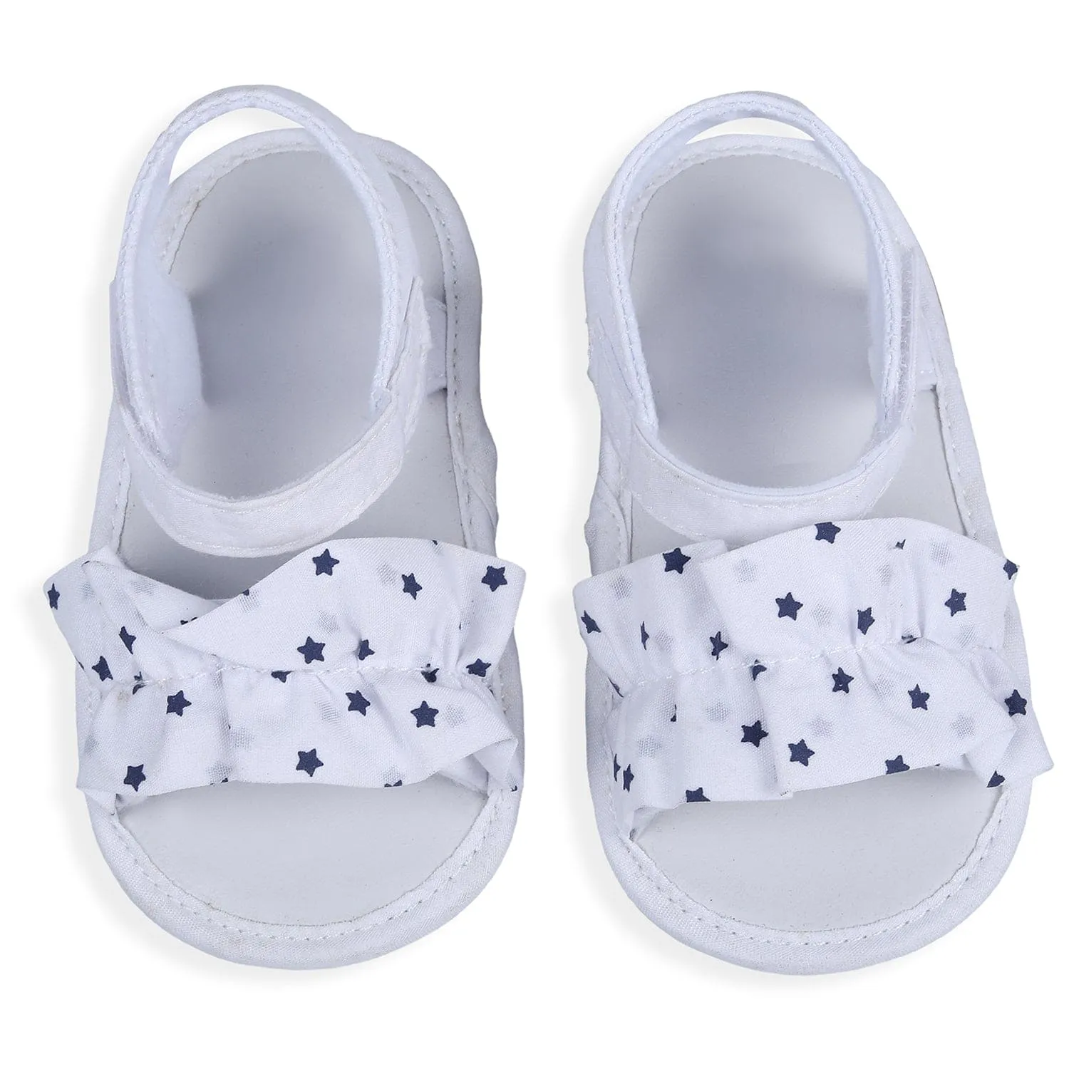 Ruffle Star Premium Girls Anti-Slip Sandal Booties - White