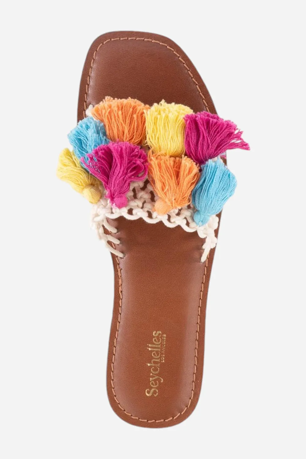 Seychelles Camellia Macrame Tassel Sandals in Rainbow