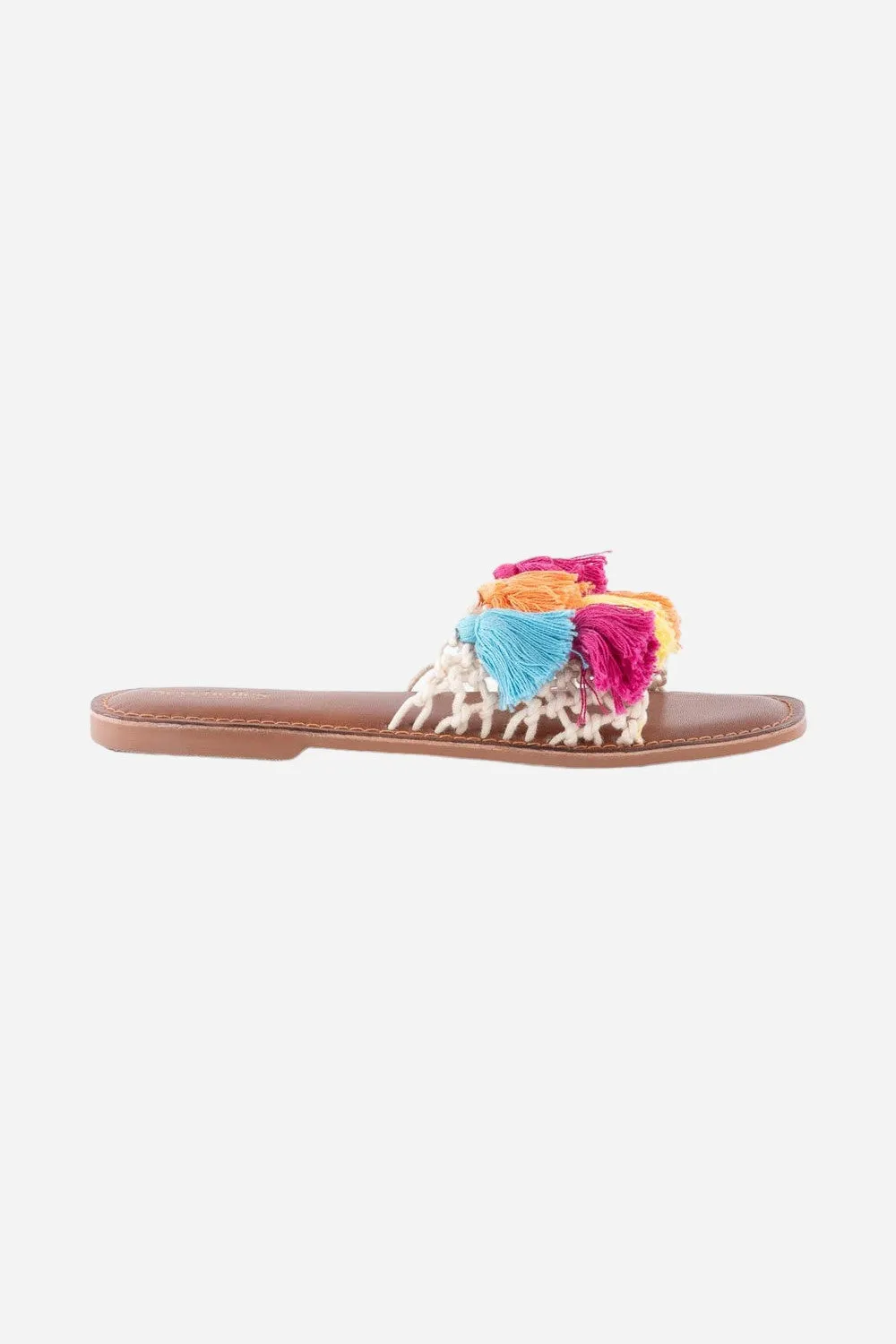 Seychelles Camellia Macrame Tassel Sandals in Rainbow
