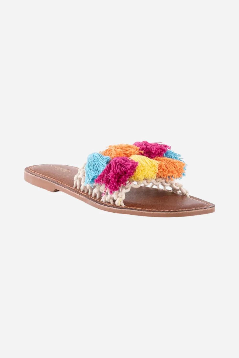 Seychelles Camellia Macrame Tassel Sandals in Rainbow