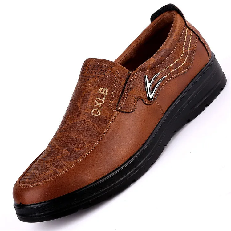 SoleBalance™ leren orthopedische herenschoenen met letterprint bruin