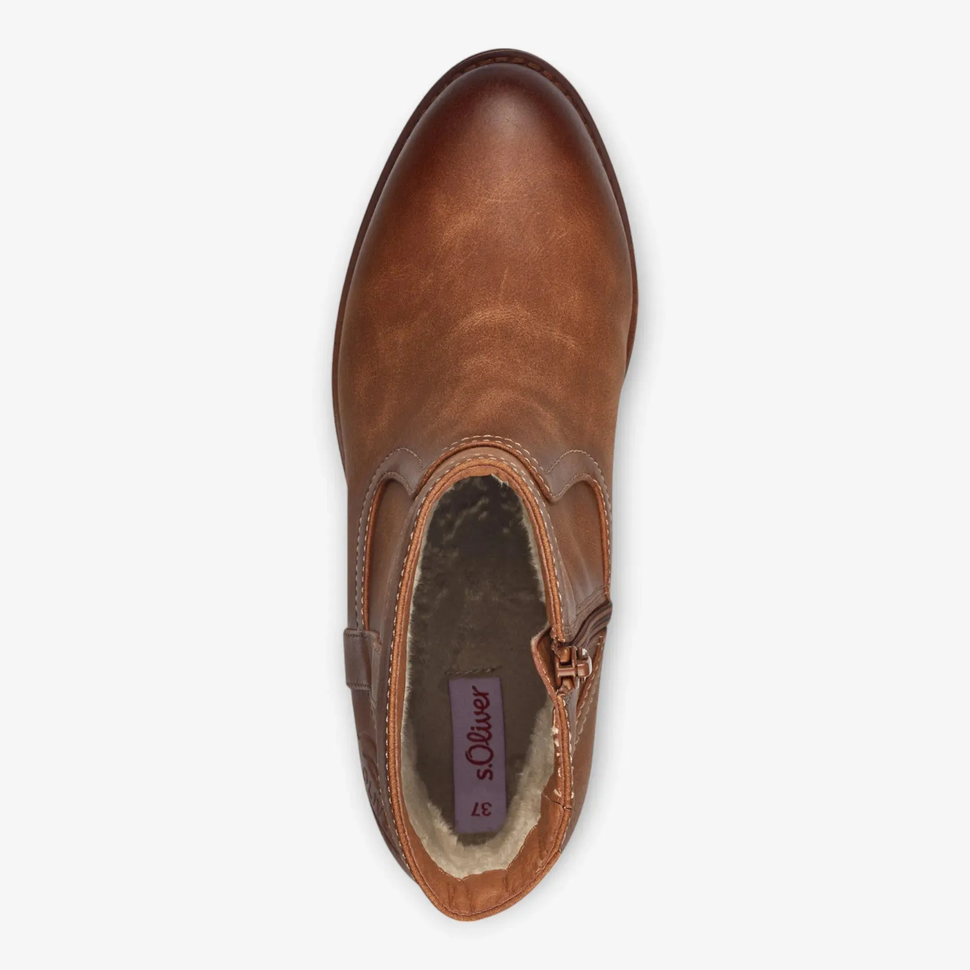 S.Oliver Ladies Brown Boots with Side Zip and Block Heel