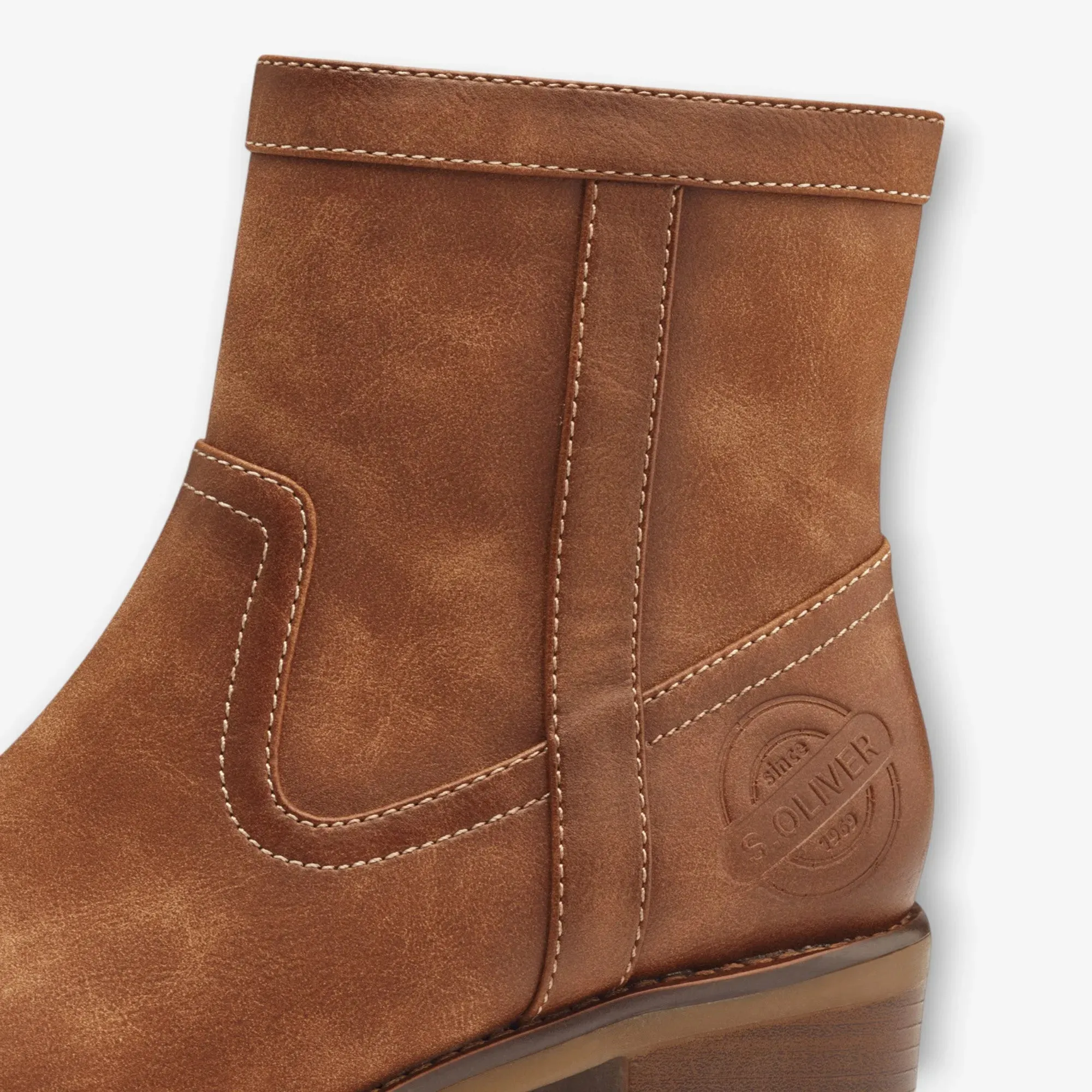 S.Oliver Ladies Brown Boots with Side Zip and Block Heel