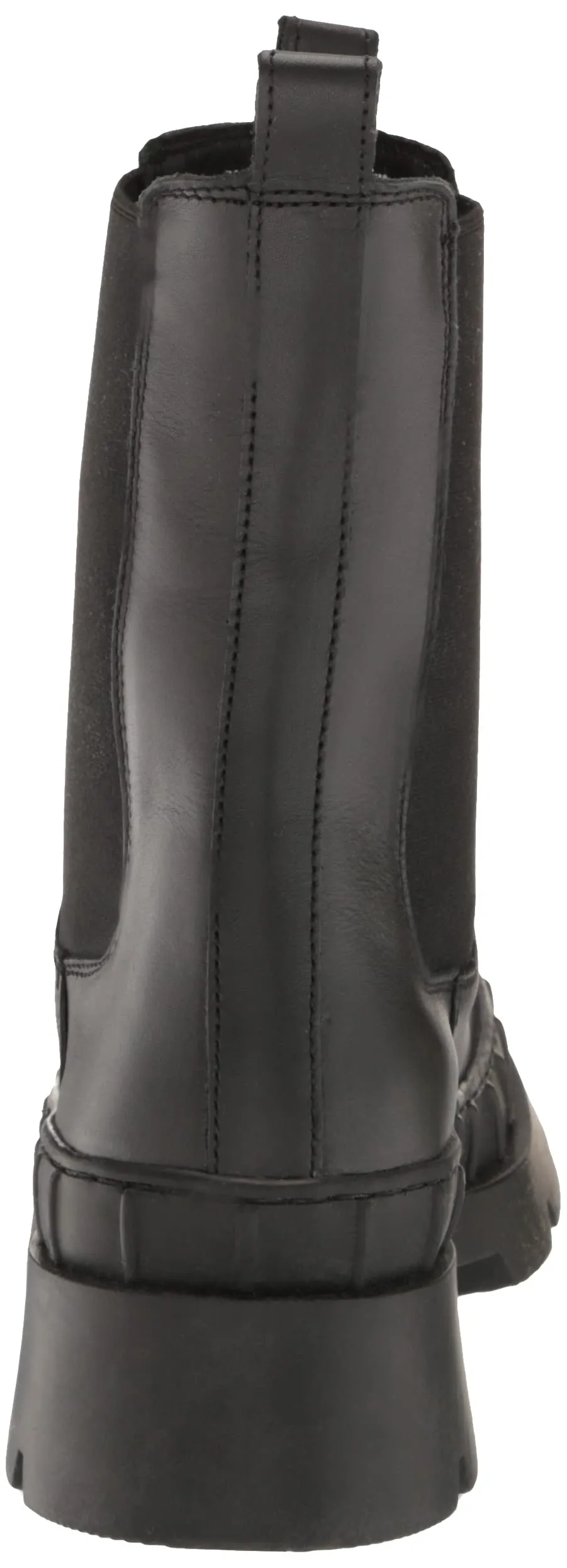 Steve Madden Barclay Black Leather Fashion Pull On Rounded Toe Chunky Ankle Boot