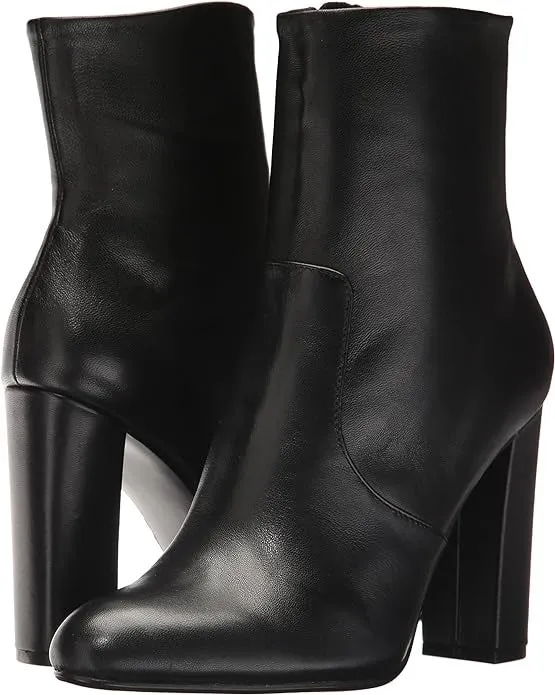Steve Madden Editor Black Leather Fashion Pointed Toe Womens Dress Ankle Boots