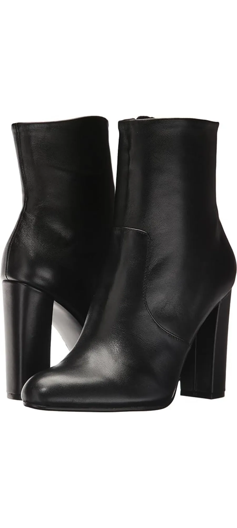 Steve Madden Editor Black Leather Fashion Pointed Toe Womens Dress Ankle Boots