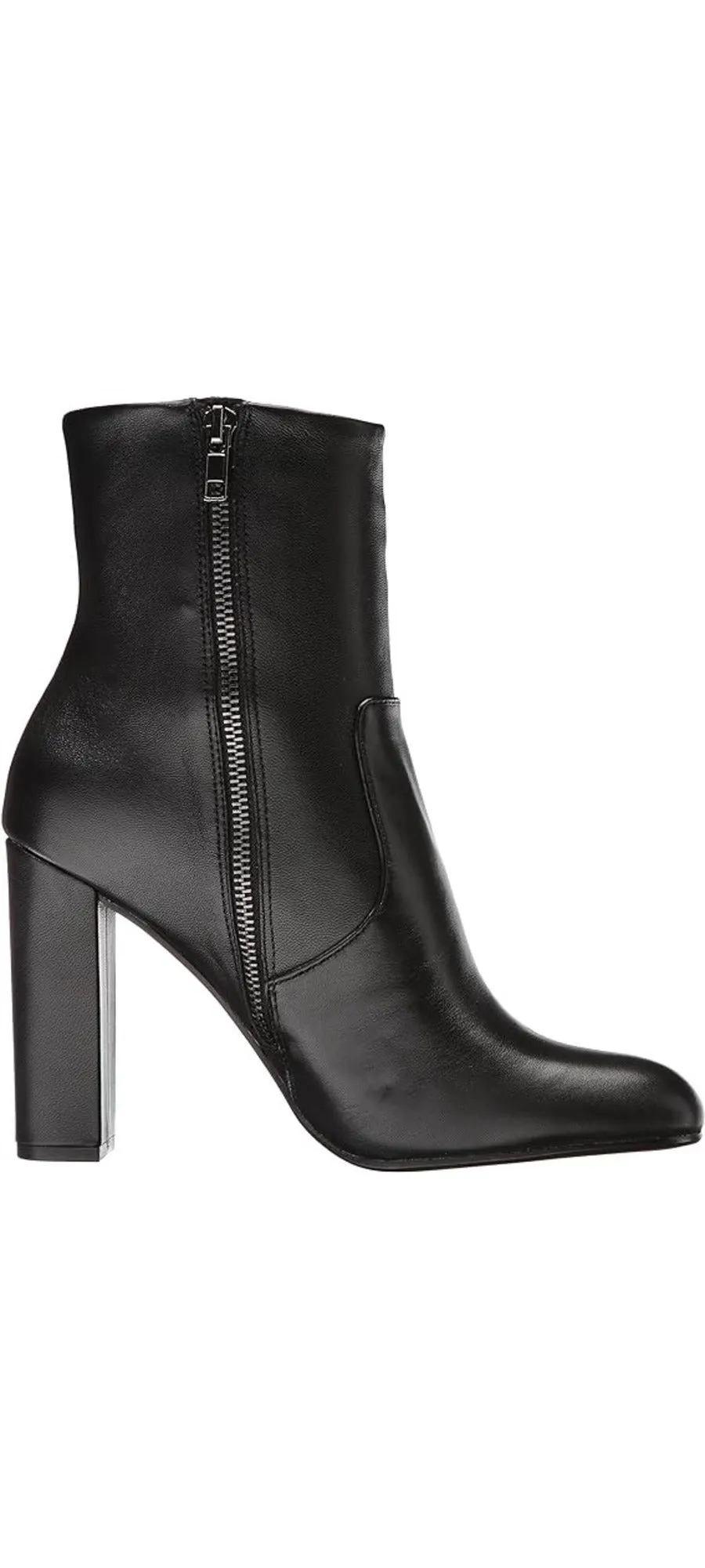 Steve Madden Editor Black Leather Fashion Pointed Toe Womens Dress Ankle Boots