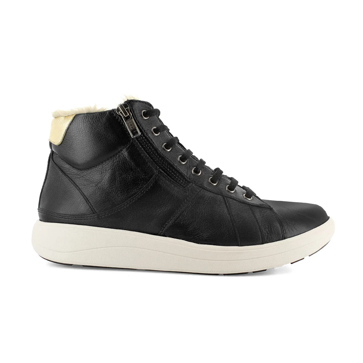 Strive Chatsworth II Ladies Black Leather Arch Support Zip & Lace Ankle Boots