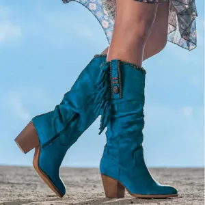 Super Cool Comfy Suede Fringed Side Studded Fashion Boots