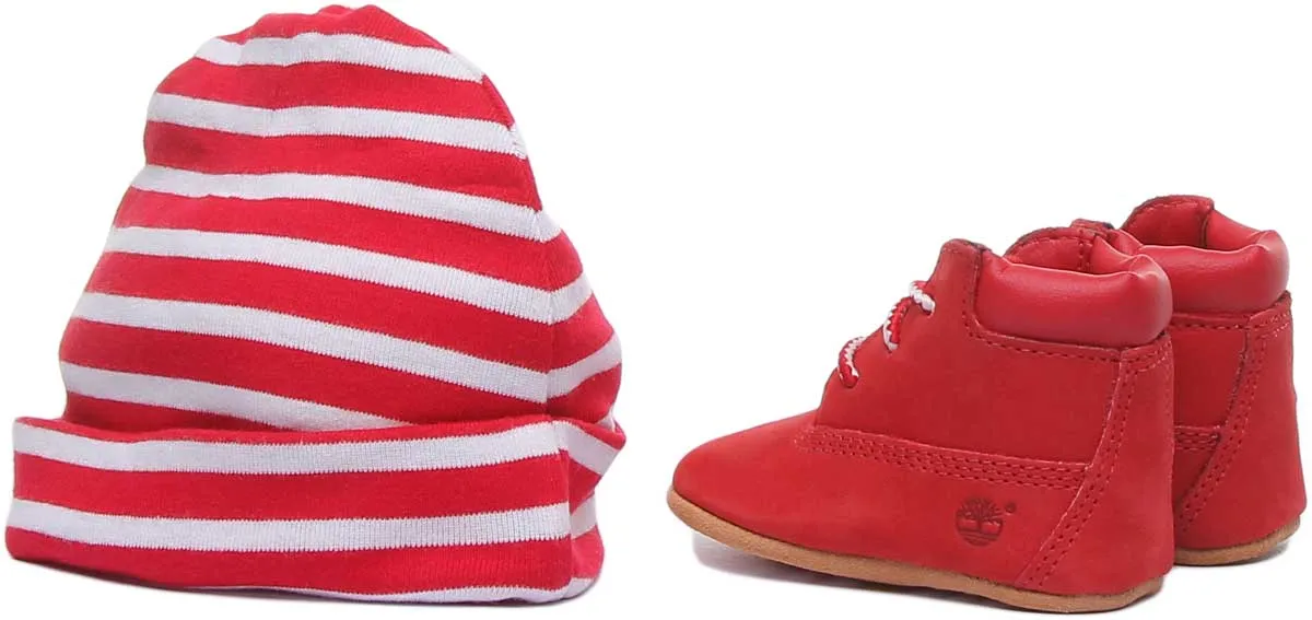 Timberland A214R Bootie With Hat In Red For Infants