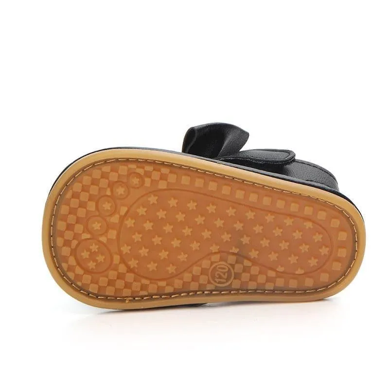 Velcro Bow Solid Color Baby Sandals