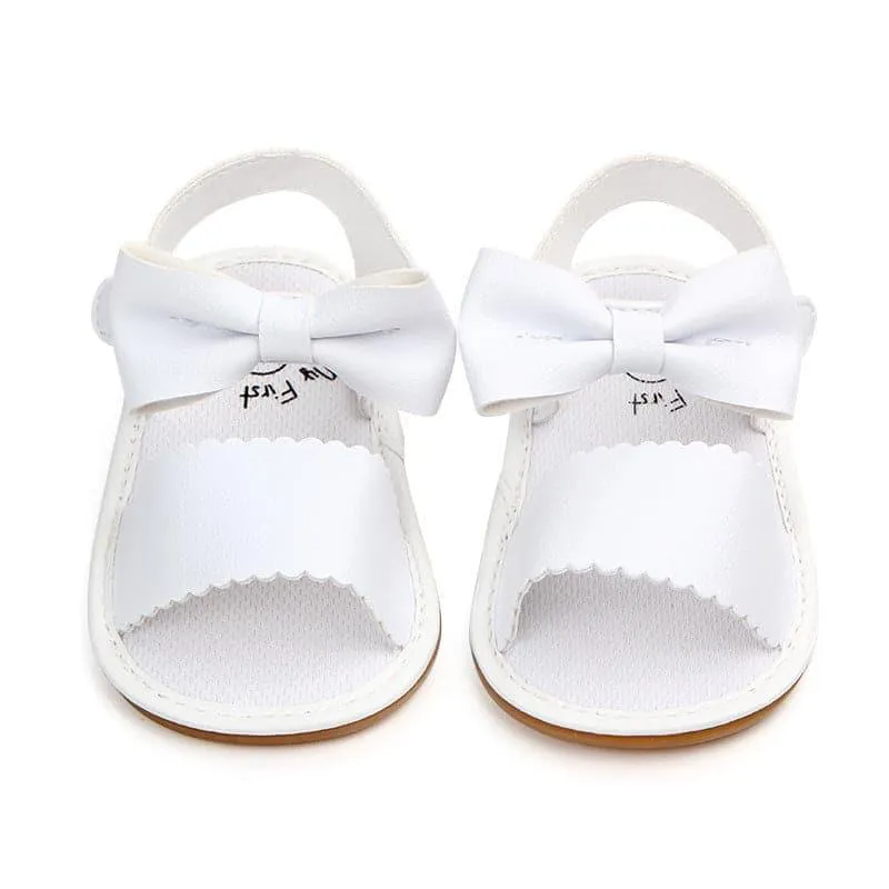 Velcro Bow Solid Color Baby Sandals