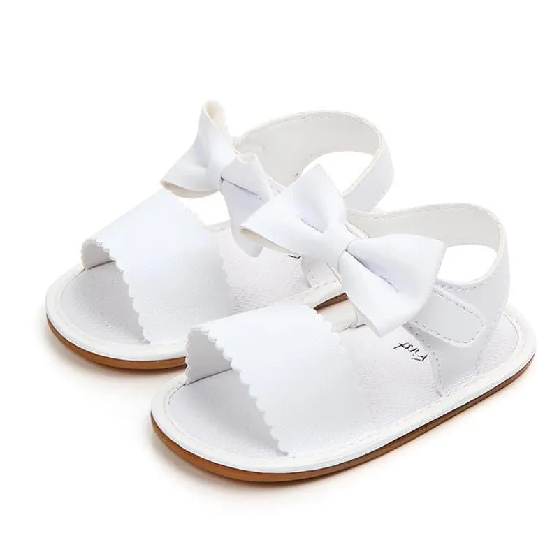 Velcro Bow Solid Color Baby Sandals