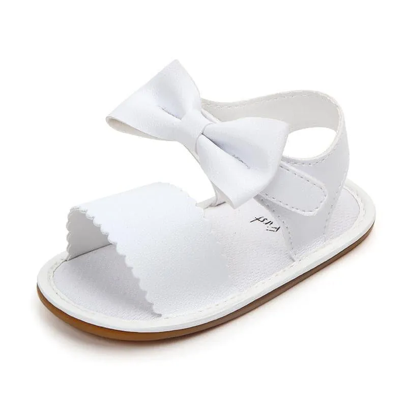 Velcro Bow Solid Color Baby Sandals