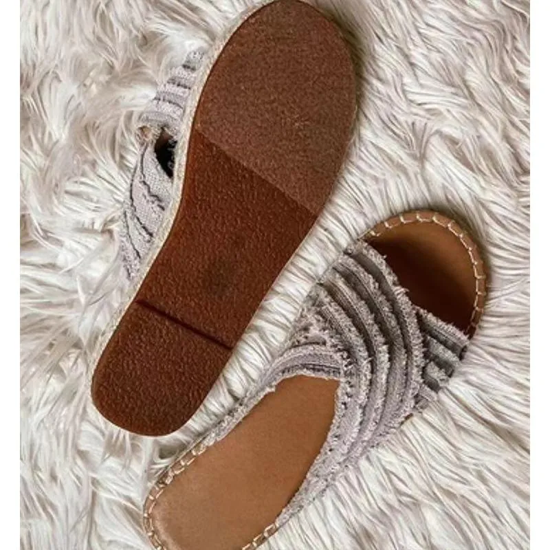 Women summer beach bohemian flat criss cross strap espadrille sandals