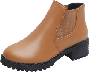 Womens Ankle Boots Women Booties Low Heel Womens Cowgirl Boots Square Toe Dress Shoes for Women Closed Back Lightweight Breathable Lug Sole Low Heel Chelsea Fashion