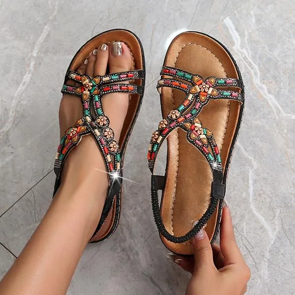 Women's Fashion Beaded Rhinestone Sandals 25623765C