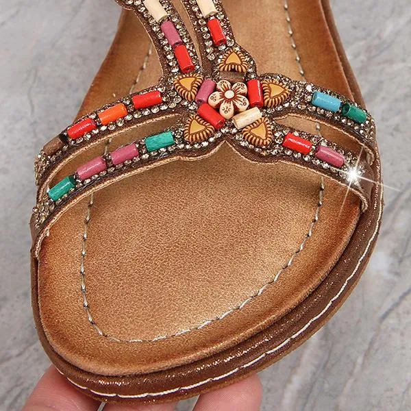 Women's Fashion Beaded Rhinestone Sandals 25623765C