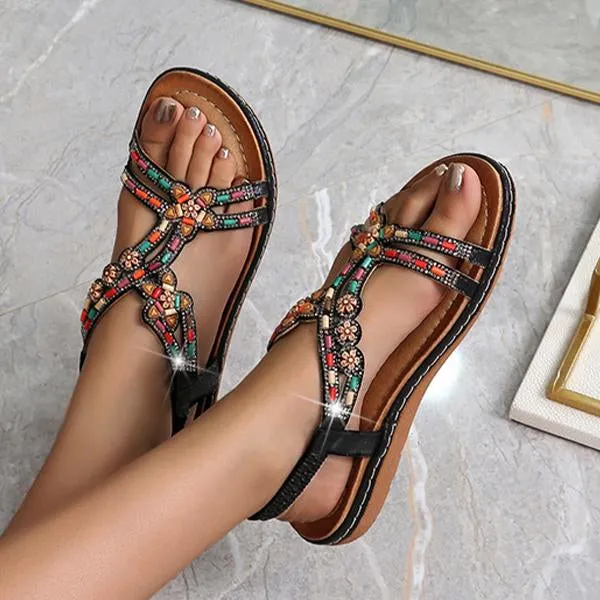 Women's Fashion Beaded Rhinestone Sandals 25623765C