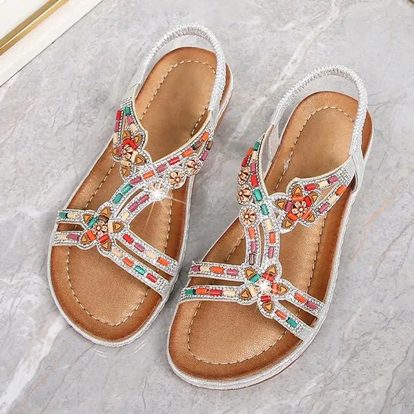Women's Fashion Beaded Rhinestone Sandals 25623765C