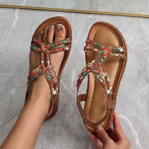 Women's Fashion Beaded Rhinestone Sandals 25623765C