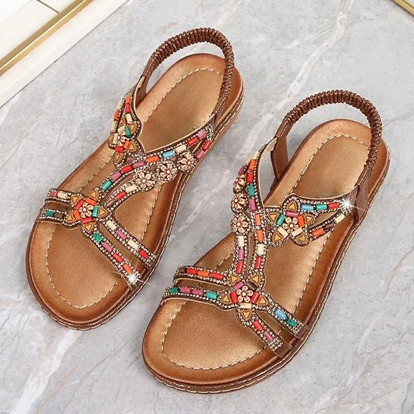 Women's Fashion Beaded Rhinestone Sandals 25623765C