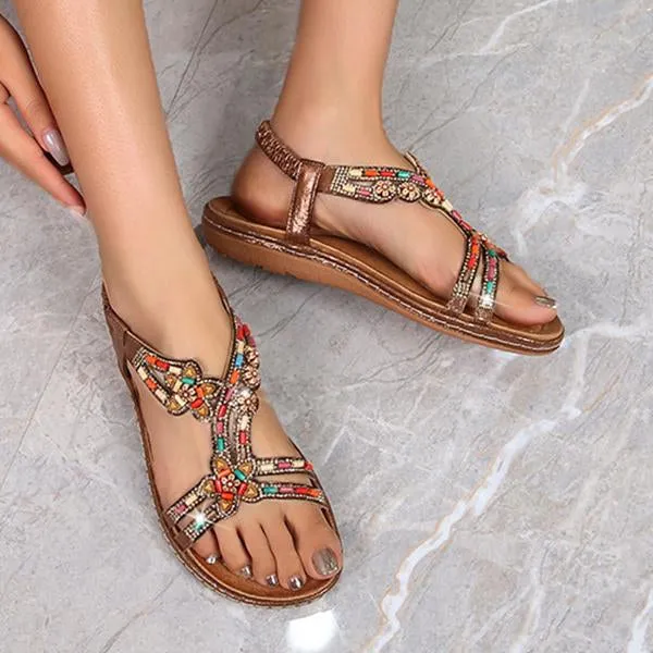Women's Fashion Beaded Rhinestone Sandals 25623765C
