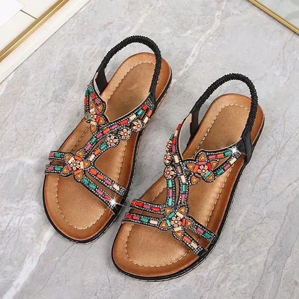 Women's Fashion Beaded Rhinestone Sandals 25623765C